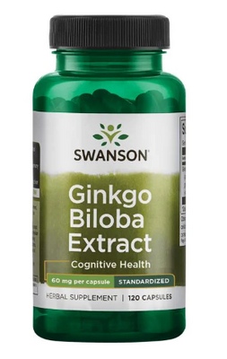 Ginkgo Biloba Extract - Standardized 60 mg - 120 Caps 100-42-9051257-20 фото