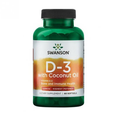 D3 with Coconut oil 5000iu - 60 softgels 2022-09-0920 фото