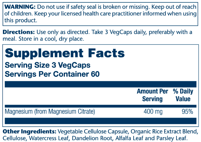 Магній Цитрат, Magnesium Citrate 400mg - 180 vcaps 2022-10-1034 фото