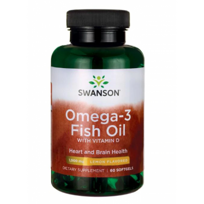 Omega-3 Fish Oil whith vitamin D - Lemone Flavored 1000mg - 60 sgels 100-77-1040088-20 фото