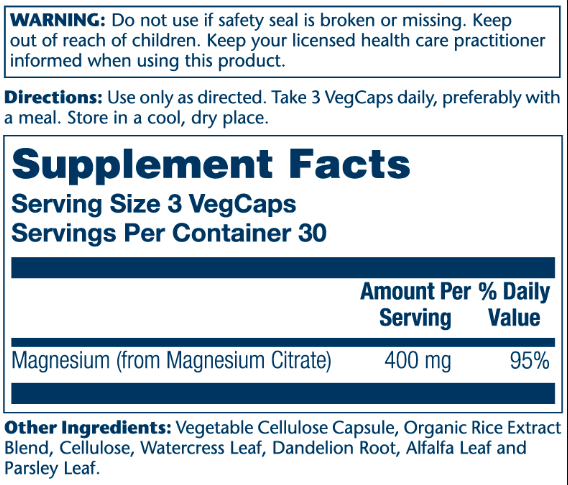 Magnesium Citrate 400mg - 90 vcaps 2022-10-1036 фото